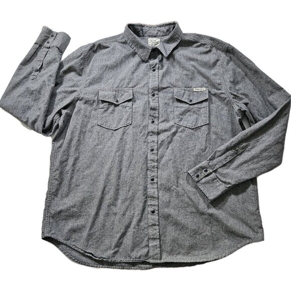 Lucky Brand Shirt Mens XXL Grey Speckle Western Pearl Snap Streetwear Rodeo Y2K - Picture 10 of 14